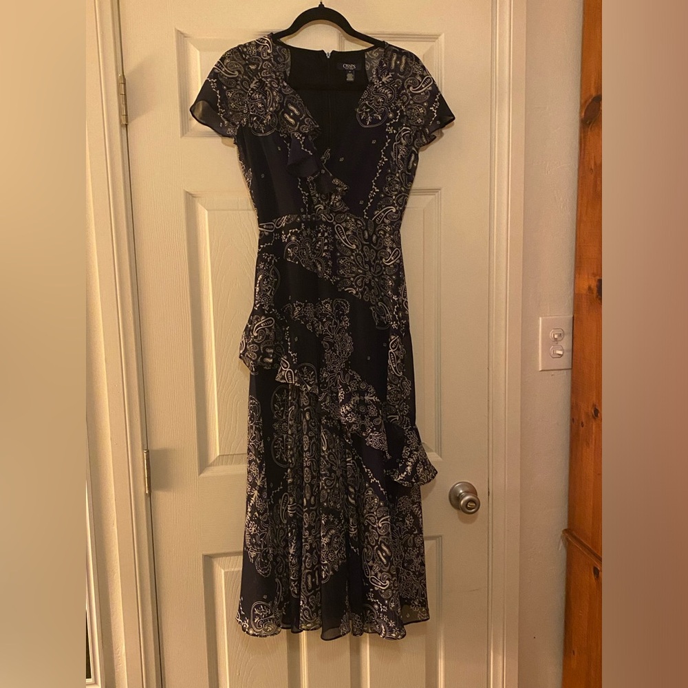 Chaps Navy and White Maxi Dress